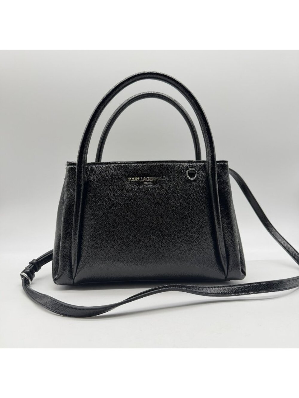 KARL LAGERFELD Paris Nouvelle satchel crossbody bag -Black (No charm)